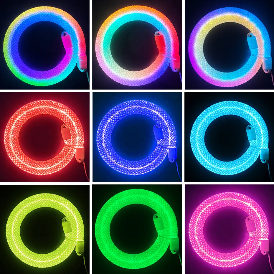 DC5V USB 360 Degree Round Reticulate RGBIC LED Neon Strip 67LEDs/m 1m-2m-3m-4m-5m IP67 Waterproof APP Control Music Sync