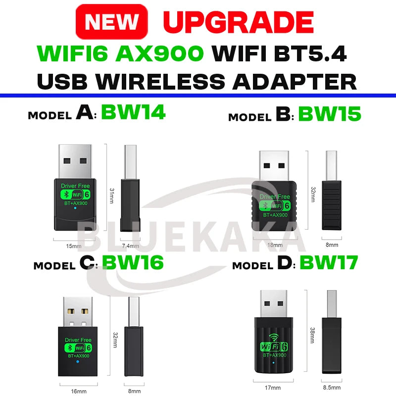 2IN1Mini USB AX900Mbps WiFi6 BT5.4 Network Card 2.4G&5GHz Dongle Wireless Receiver Adapter Driver Free For PC Laptop Win10/11