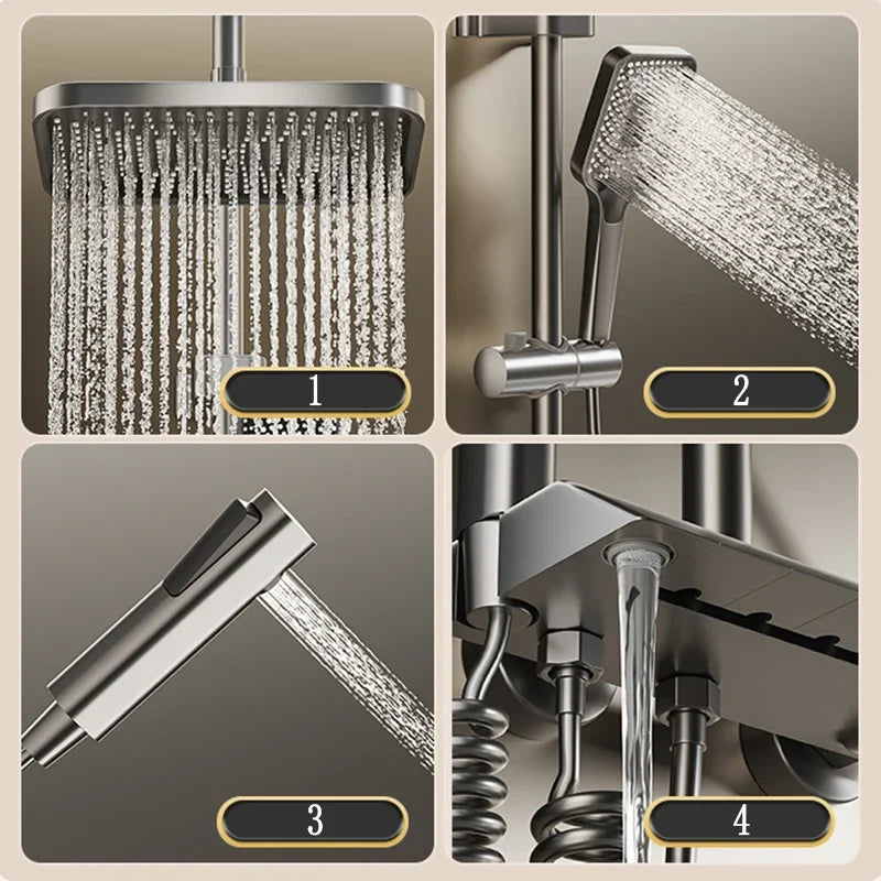 2025 NEW Upgrade Bathroom Shower Set with LED Display Piano Keys Bath Shower Rain Shower Complete Bathroom Accessories Brass