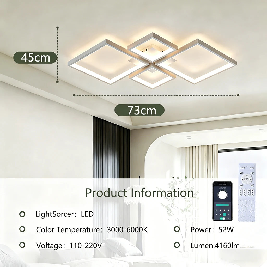 Remote Dimmable LED Ceiling Light 110–220V (3-Color Modern Lamp for Living & Bedroom)