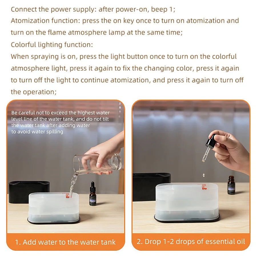 Colorful Flames Air Humidifier Essential Oils Humidifiers Flame Aroma Humidifier Mini Aroma Diffuser Aromatherapy USB Sprayer