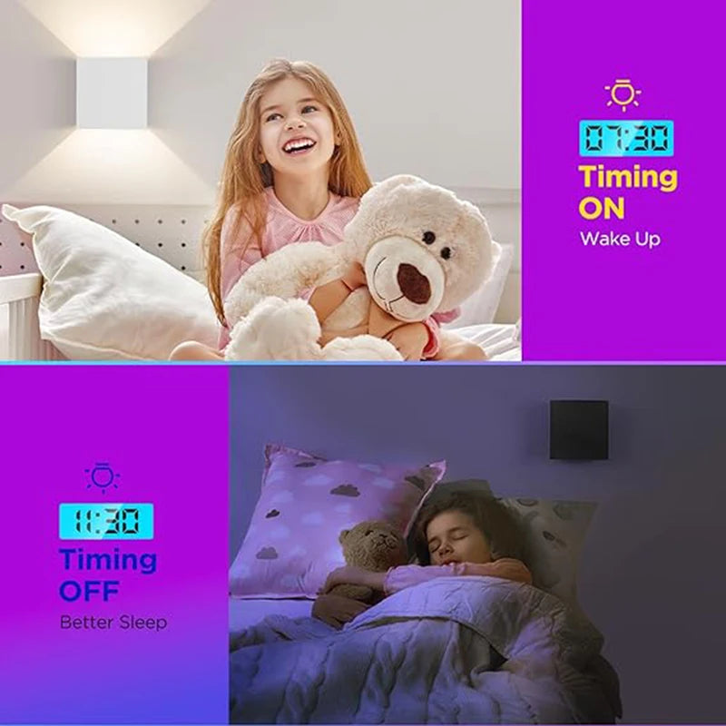 Smart Cube  Wall Light, Adjust Angle Up and Down Light, 16M+ Color Dimmable Music Sync, Work with Alexa & Google Assistant