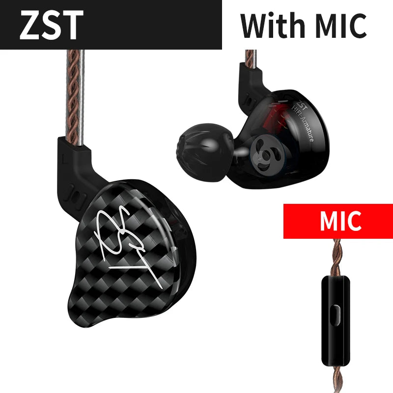 KZ ZST: Wired Hi-Fi IEMs with detachable cables and noise isolation.