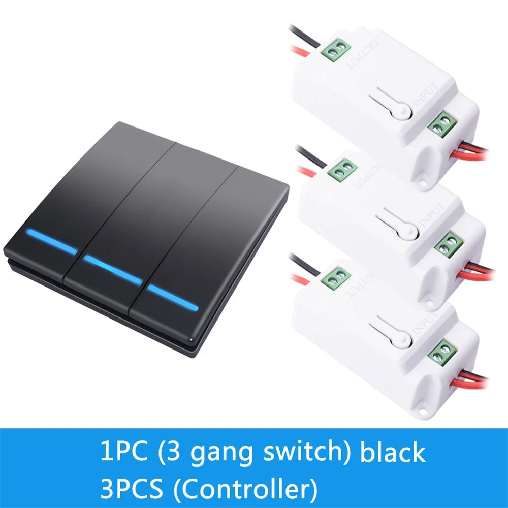 Remote 86 smart remote control switch AC110v 220v 10A relay LED lamp switch household RF433Mhz 1/2/3 gang wireless switch