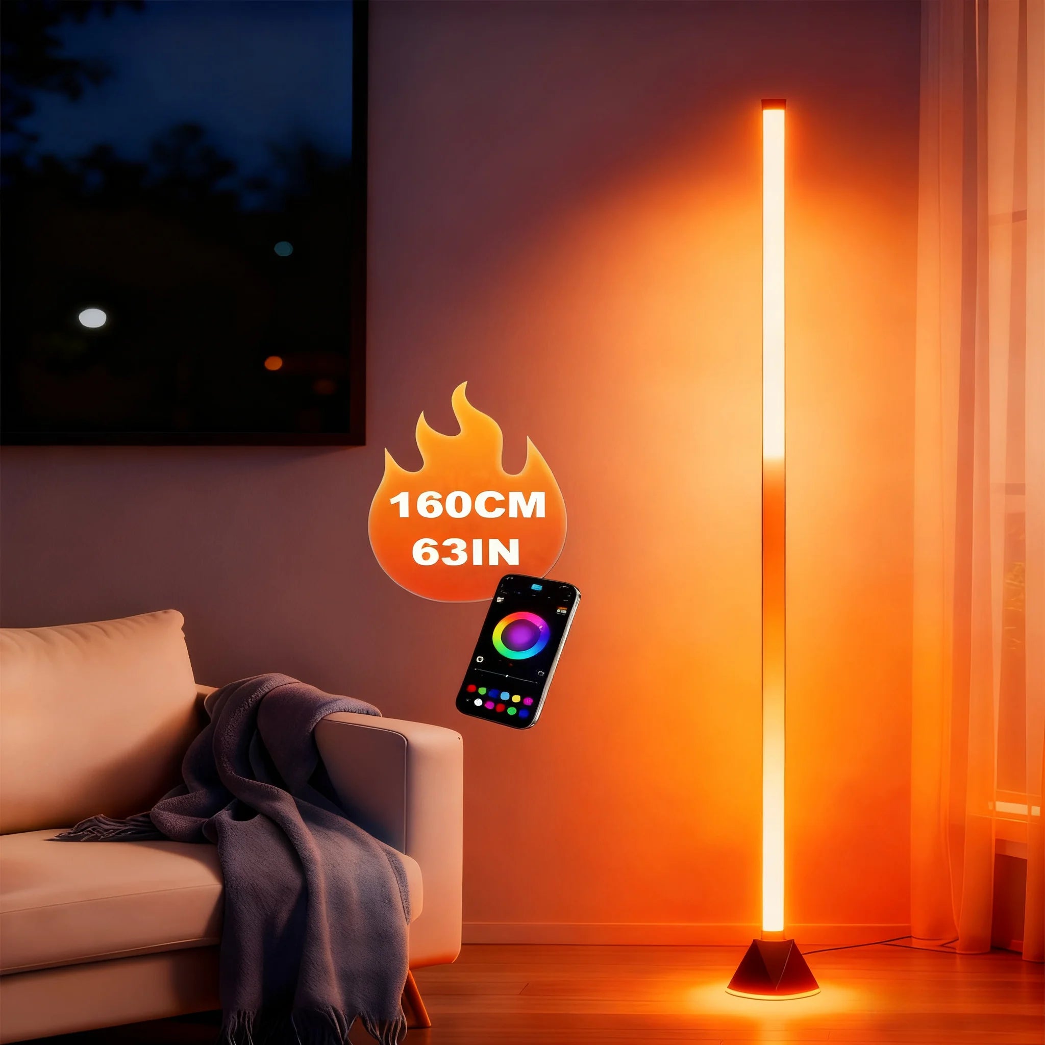 2-Pack RGBIC Corner Floor Lamp – Smart APP & Music Sync Standing Lights for Bedroom