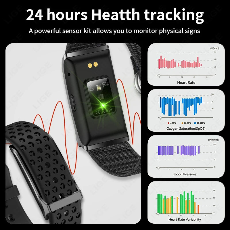 LIGE 2026 Smart Watch Men Women Heart Rate Blood Pressure Monitor Pedometer Waterproof Sports Bracelet Fitness Tracker Smartband