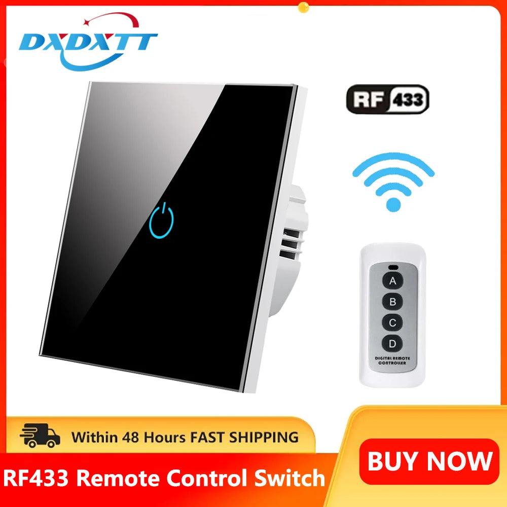 Remote Control Wall Switch Wireless 220V EU Standard 1/2/3 Gang Light Touch Switches Controller Glass Pane Wifi Smart Home RF433