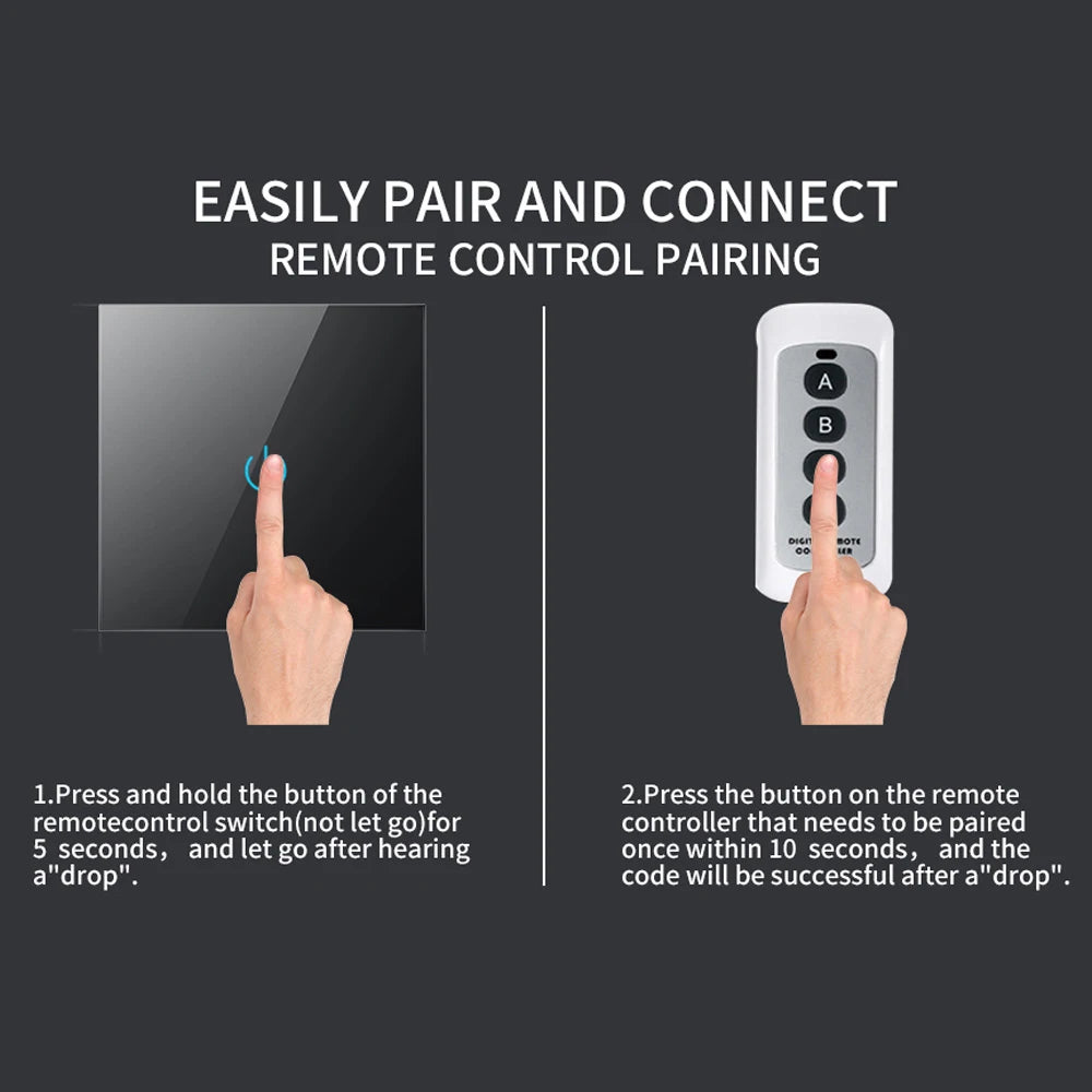 Remote Control Wall Switch Wireless 220V EU Standard 1/2/3 Gang Light Touch Switches Controller Glass Pane Wifi Smart Home RF433