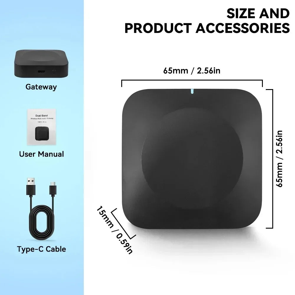 Tuya Zigbee Bluetooth Gateway, 2.4G/5G WiFi Hub, Local Automation, 40m Range, Works with Tuya Smart Life for Whole Home Control
