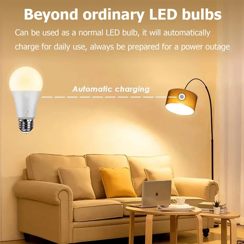 Rechargeable LED bulb, powered by E26 battery, with remote control and touch dimming, suitable for wall lights/outdoor/bedroom