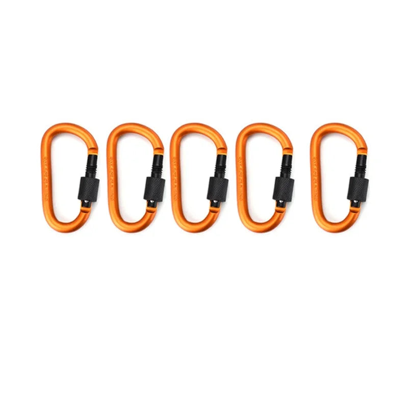 5PCS Aluminum Carabiner Hook Quickdraws D-Ring Key Chain Clip Camping Keyring Snap Hook Outdoor Travel Kit Outdoor Accessries