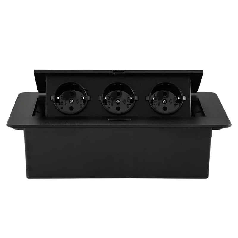 All-Aluminum Pop-Up Desktop Power Socket – EU/FR Standard Hidden Table Outlet