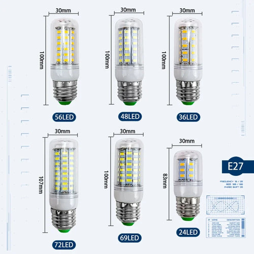 10PCS E27/E14 LED Corn Bulbs 220V – High Brightness SMD 5730 Home Lighting Lamps