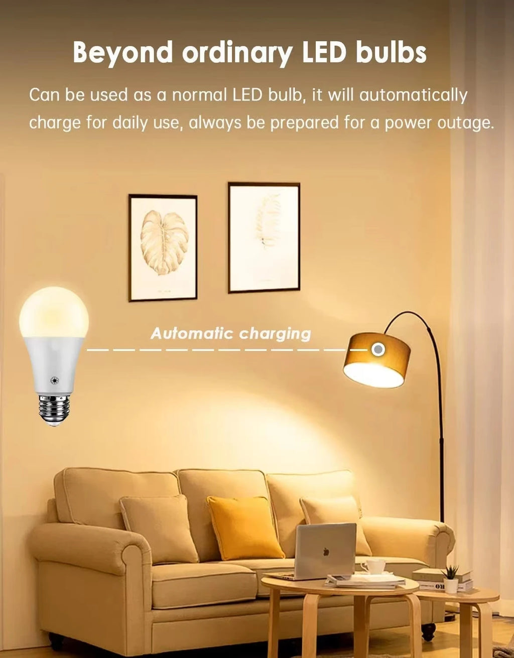 15W Rechargeable Light Bulbs with Remote,  Dimmable Battery Powered Light Bulbs,  A19 Emergency LED Light Bulbs, 2 Pac