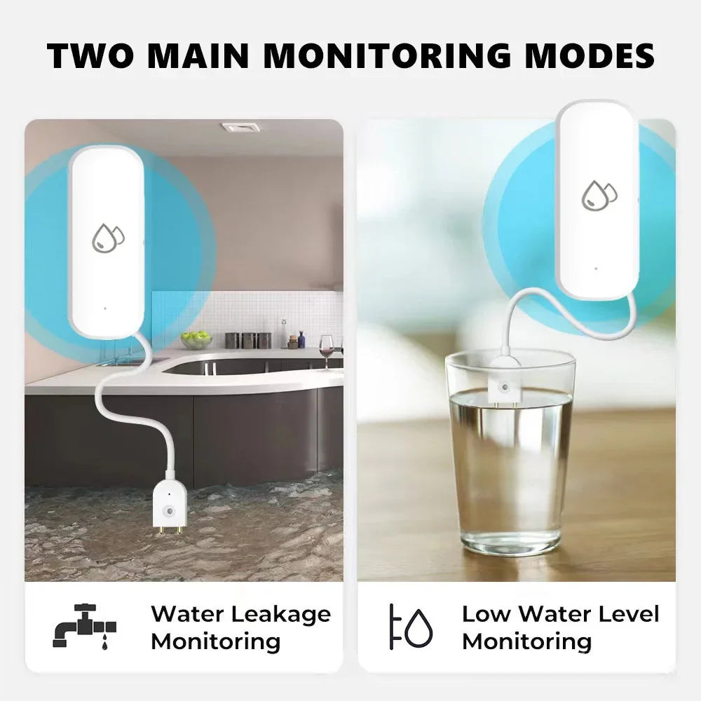 مستشعر تسرب المياه بتقنية ZigBee - كاشف إنذار الفيضان Tuya SmartLife لأمن المنزل الذكي