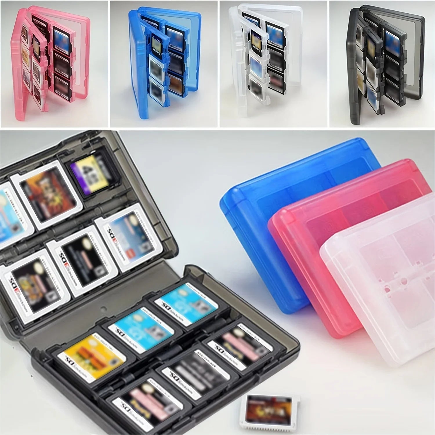28-in-1 Game Card Case ABS Compact Holder for New 3DS/XL, DSi, DS & 2DS/XL - Durable Cartridge Storage Box Protecto