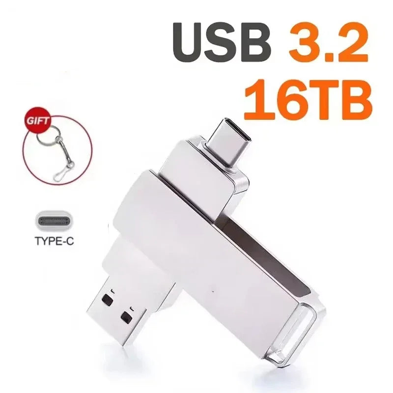 16TB USB 3.2 Flash Drive Type-C Dual Port High Speed Storage