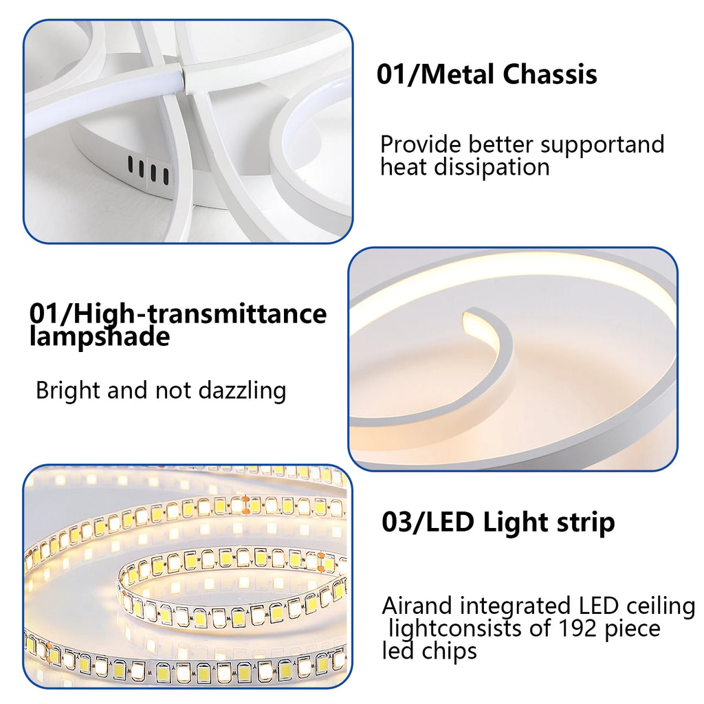 LED Ceiling Lights 110V 220V Remote Dimming  APP Modern 3 Colors Lamp  for Dining Room, Living Room Bedroom