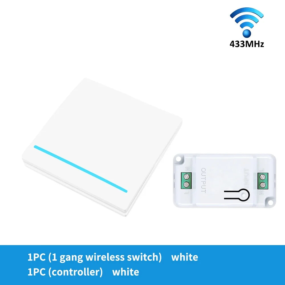RF433 Smart Remote Wall Switch 110V/220V 10A – 1/2/3 Gang Wireless LED Light Control