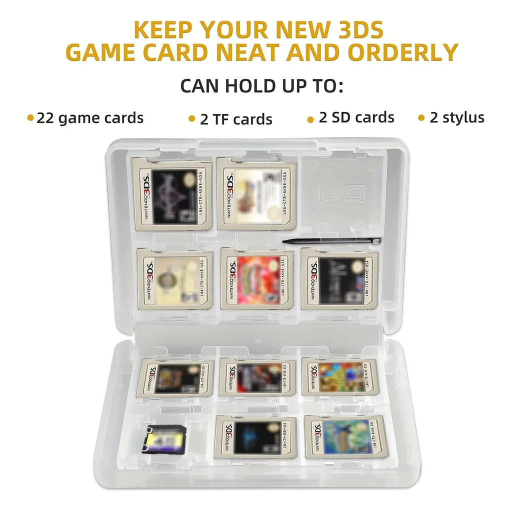28-in-1 Game Card Case ABS Compact Holder for New 3DS/XL, DSi, DS & 2DS/XL - Durable Cartridge Storage Box Protecto