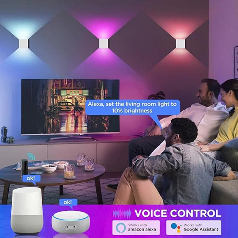 Smart Cube  Wall Light, Adjust Angle Up and Down Light, 16M+ Color Dimmable Music Sync, Work with Alexa & Google Assistant