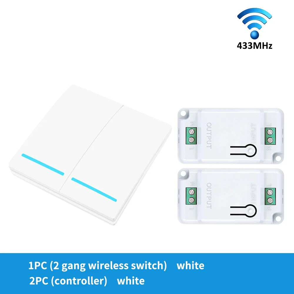 RF433 Smart Remote Wall Switch 110V/220V 10A – 1/2/3 Gang Wireless LED Light Control