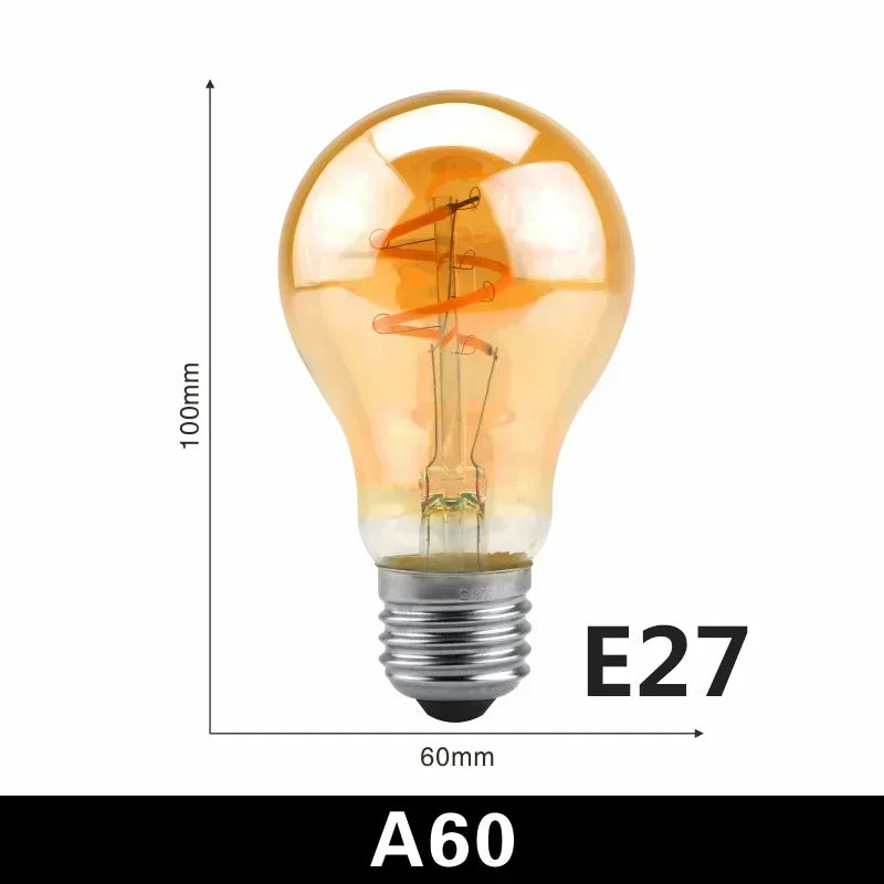 1-10PCS Vintage LED Spiral Filament Bulb E14/E27 4W Warm White Edison Lamp 220V