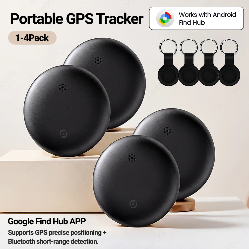 1-4Pcs Smart Anti-lost Tag Compatible with Google Find Hub Waterproof GPS Tracker Tag with Silicone Case for Keys Luggage Wallet