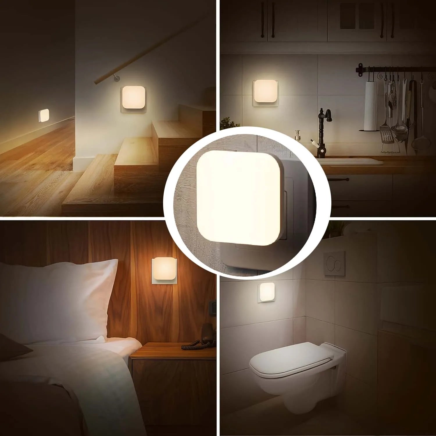 Dimmable Night Light With Auto On/Off Sensor Plug In Warm Light Energy Saving Slim Design Bedrooms, Bathroom, Stairs, Hallways