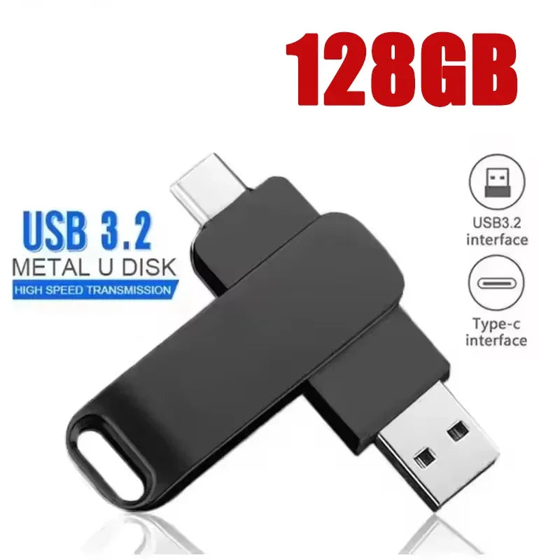 512GB 2-in-1 High-Speed USB 3.2 Type-C Metal Flash Drive for Data Transfer.