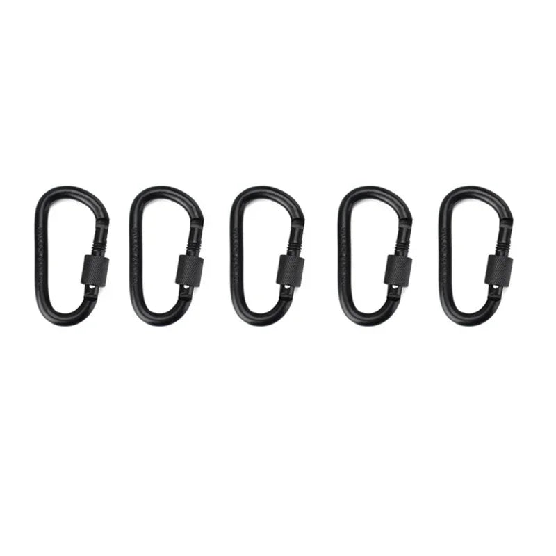 5-Piece Aluminum D-Ring Carabiner Quickdraw Clip Set for Outdoor and Travel.