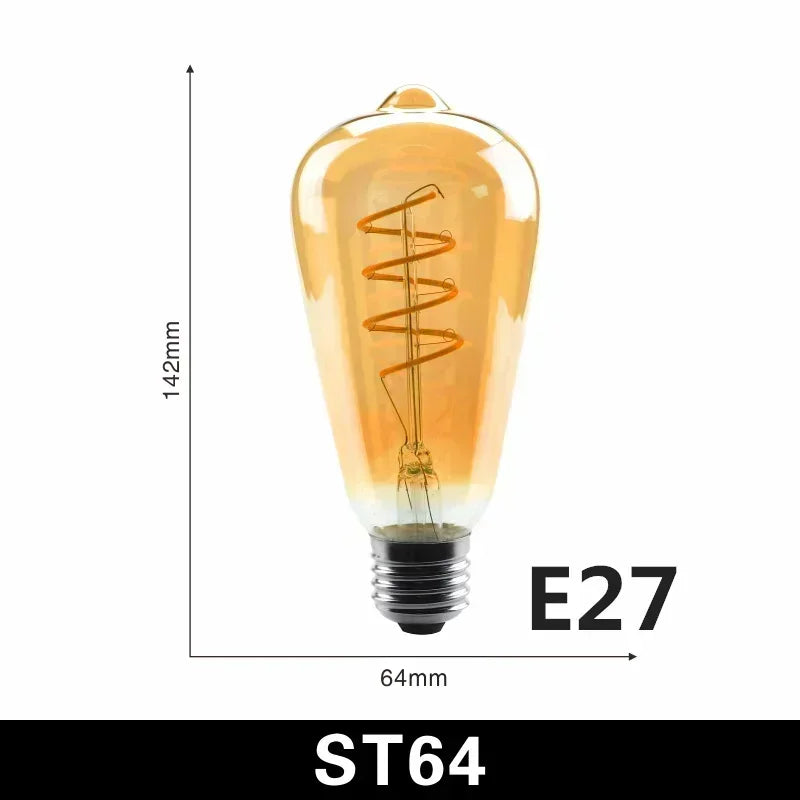 1-10PCS Vintage LED Spiral Filament Bulb E14/E27 4W Warm White Edison Lamp 220V