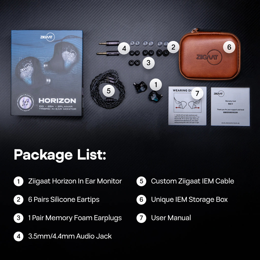 Linsoul ZiiGaat Horizon 1DD + 2BA + 2 Planar Tribrid IEM Earphones Natural Tonal Balance with  Custom Interchangeable Cable