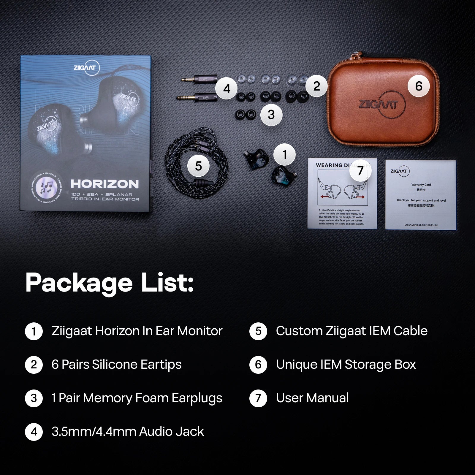 Linsoul ZiiGaat Horizon 1DD + 2BA + 2 Planar Tribrid IEM Earphones Natural Tonal Balance with  Custom Interchangeable Cable