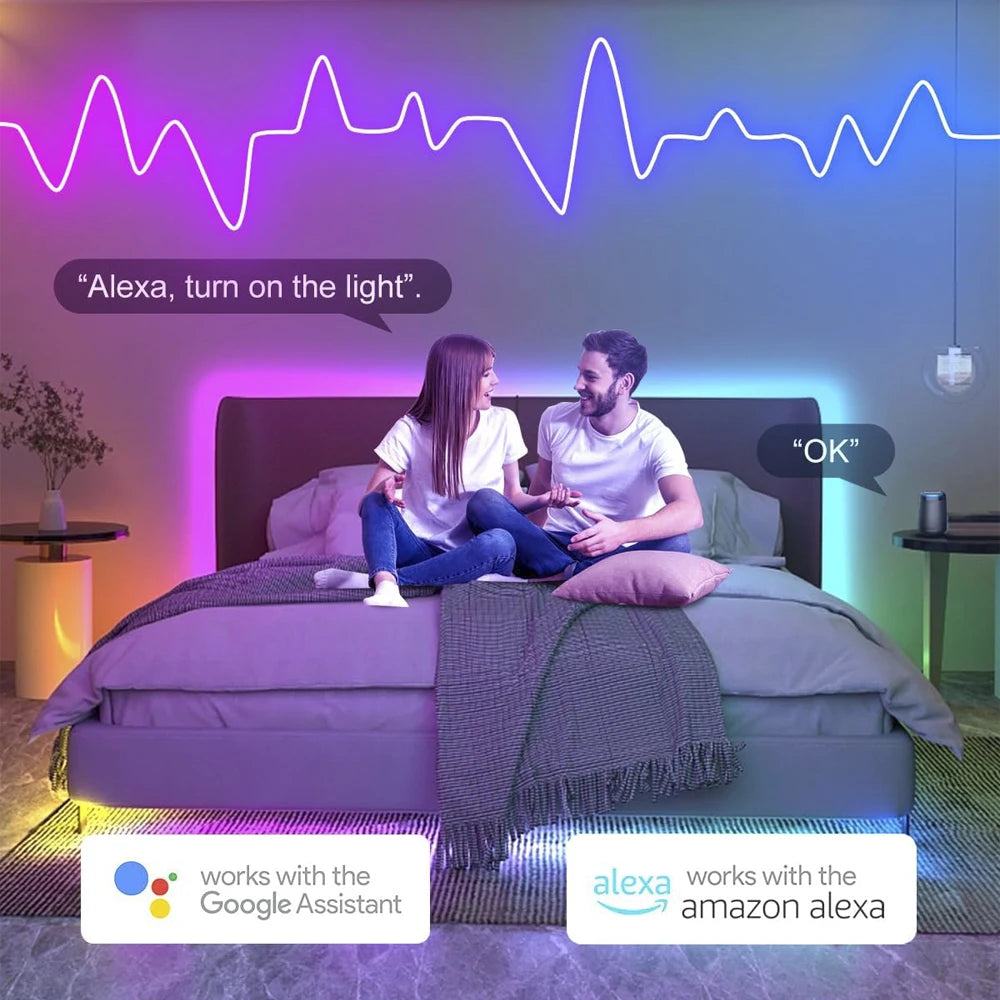 BEIMU TUYA WIFI LED Neon Strip Lights RGBIC Waterproof Voice Control Support Smart Life/Alexa For Home Outdoor Shop Decoration