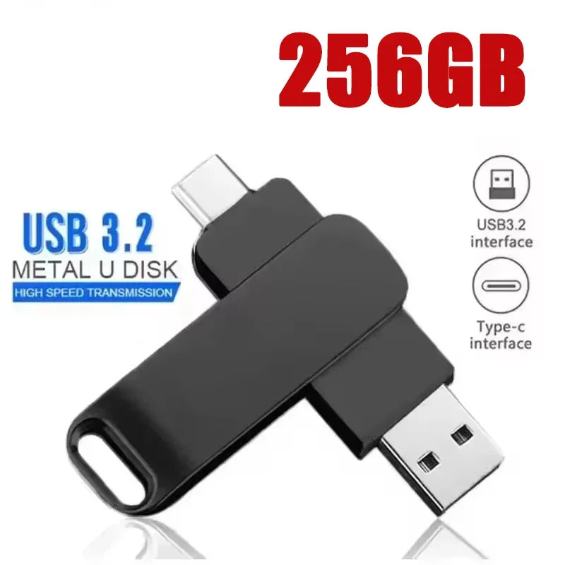 512GB 2-in-1 High-Speed USB 3.2 Type-C Metal Flash Drive for Data Transfer.