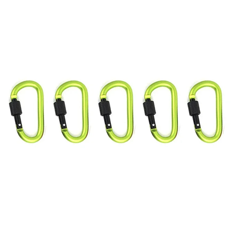 5-Piece Aluminum D-Ring Carabiner Quickdraw Clip Set for Outdoor and Travel.