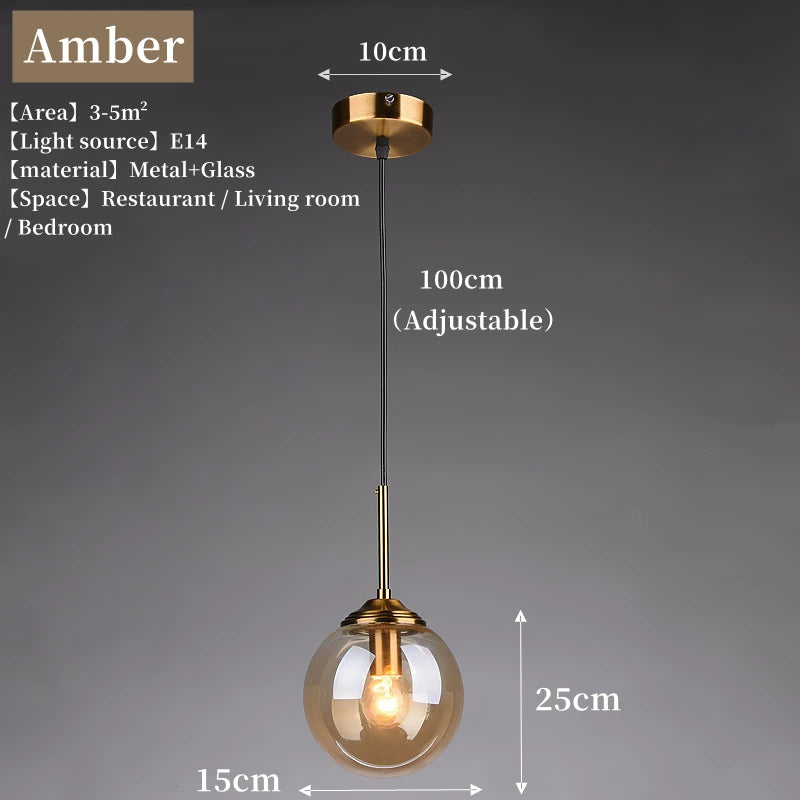 Modern Nordic LED Glass Pendant Chandelier – Luxury Metal Hanging Lamp for Living & Dining Room