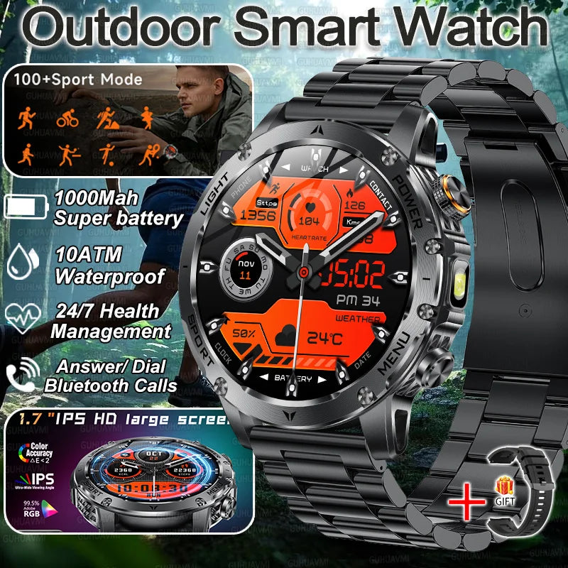 2026 Military Smart Watch: High-Capacity Battery Rugged Fitness Tracker