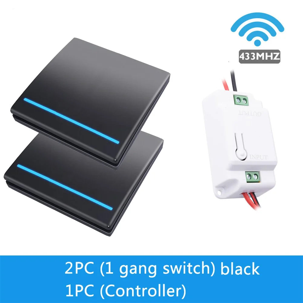 RF433 Smart Remote Wall Switch 110V/220V 10A – 1/2/3 Gang Wireless LED Light Control