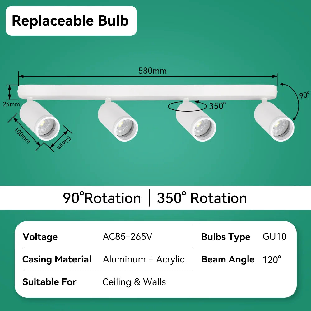 Rotating GU10 Ceiling Spotlight – Modern LED Ceiling Light for Living Room & Kitchen