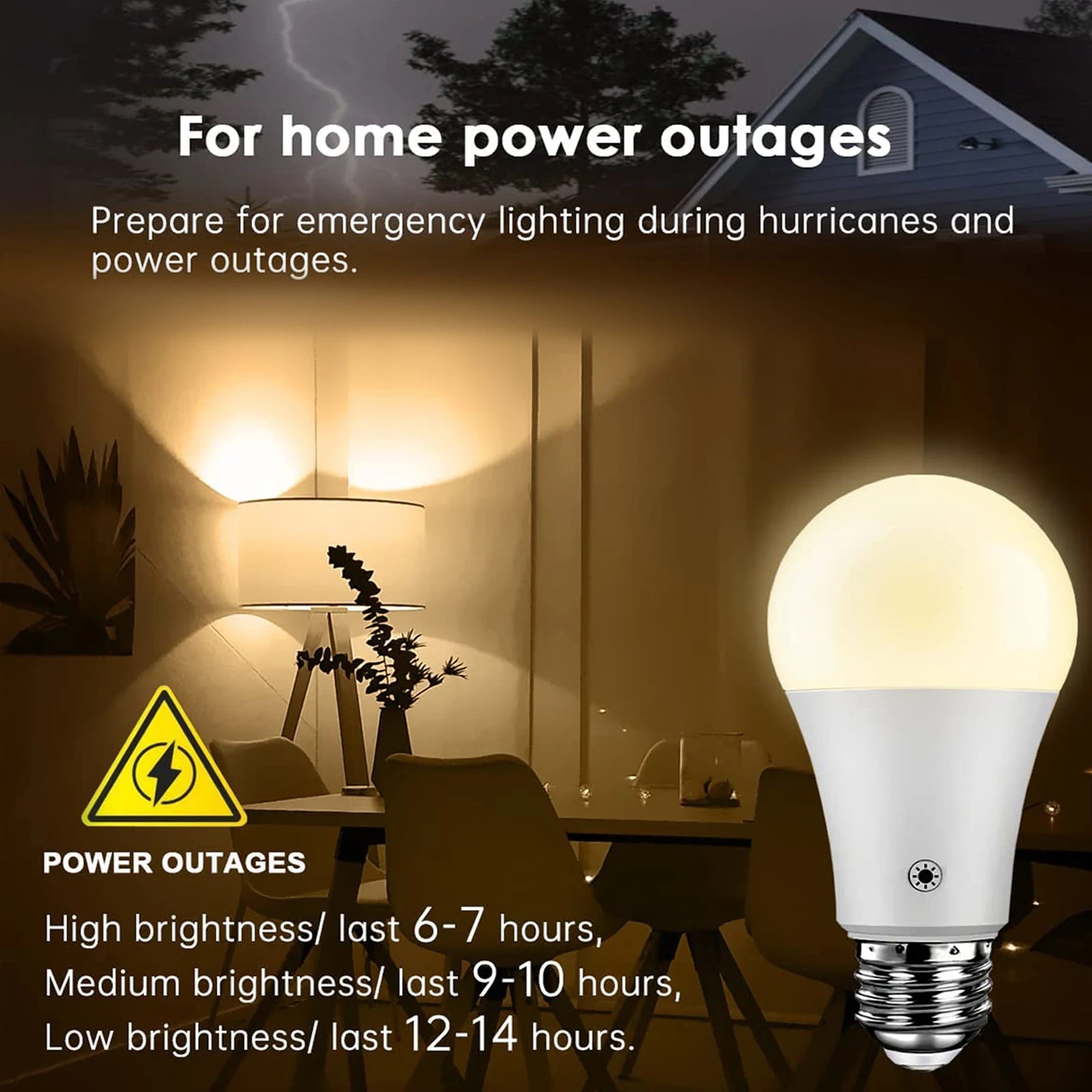 Rechargeable LED bulb, powered by E26 battery, with remote control and touch dimming, suitable for wall lights/outdoor/bedroom