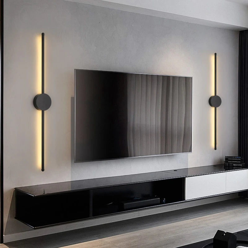 Wall Lamp Bedroom Wall Light Modern Long LED Light Black I-Shaped Living Room Corridor Interior Lighting Home Decor Lighting