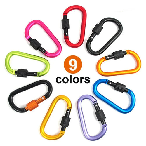 5-Piece Aluminum D-Ring Carabiner Quickdraw Clip Set for Outdoor and Travel.