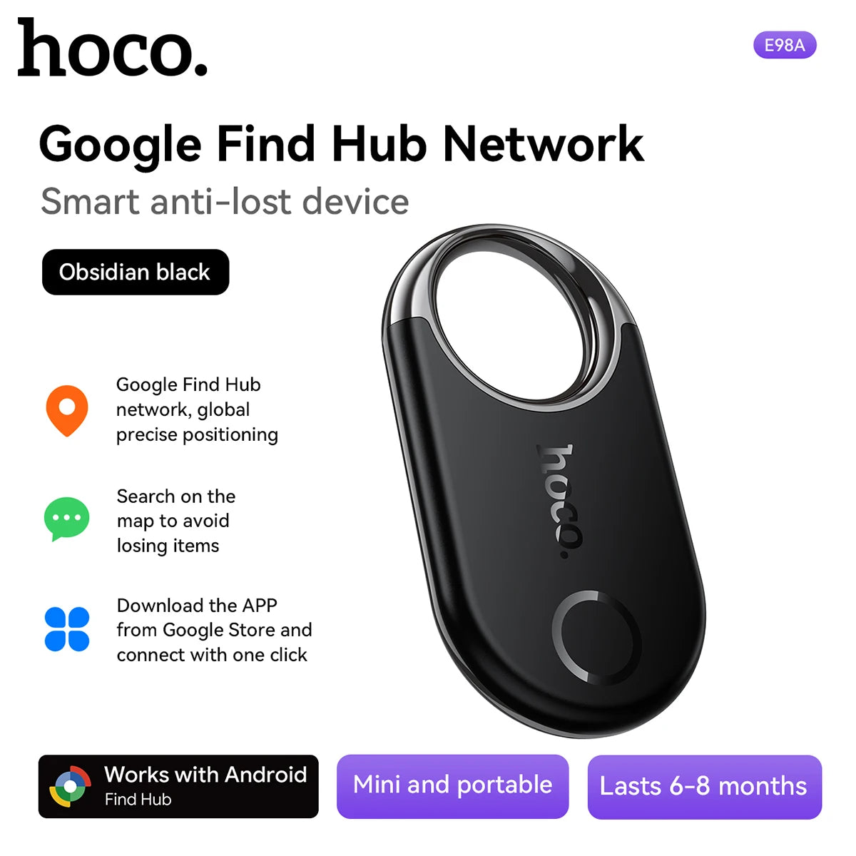 E98A Smart GPS Tracker – Android Google Find My Anti-Lost Bluetooth Tag