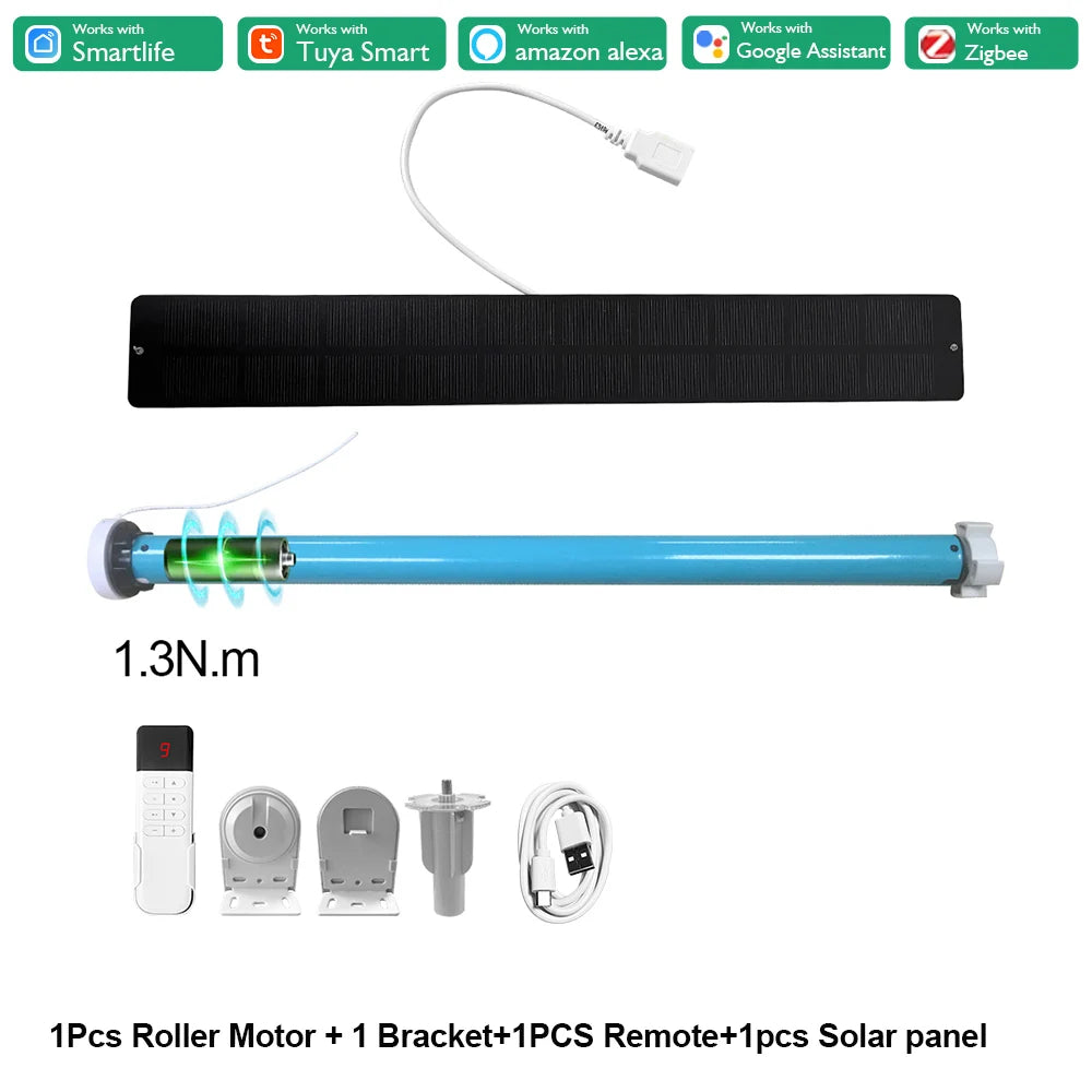 Tuya Zigbee Battery Smart Curtain Shutter Roller Blind Automatic Motor For 37mm 38mm Tube Alexa Alice Google Home Voice Control