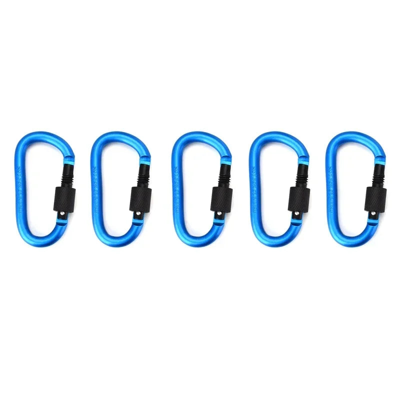 5-Piece Aluminum D-Ring Carabiner Quickdraw Clip Set for Outdoor and Travel.