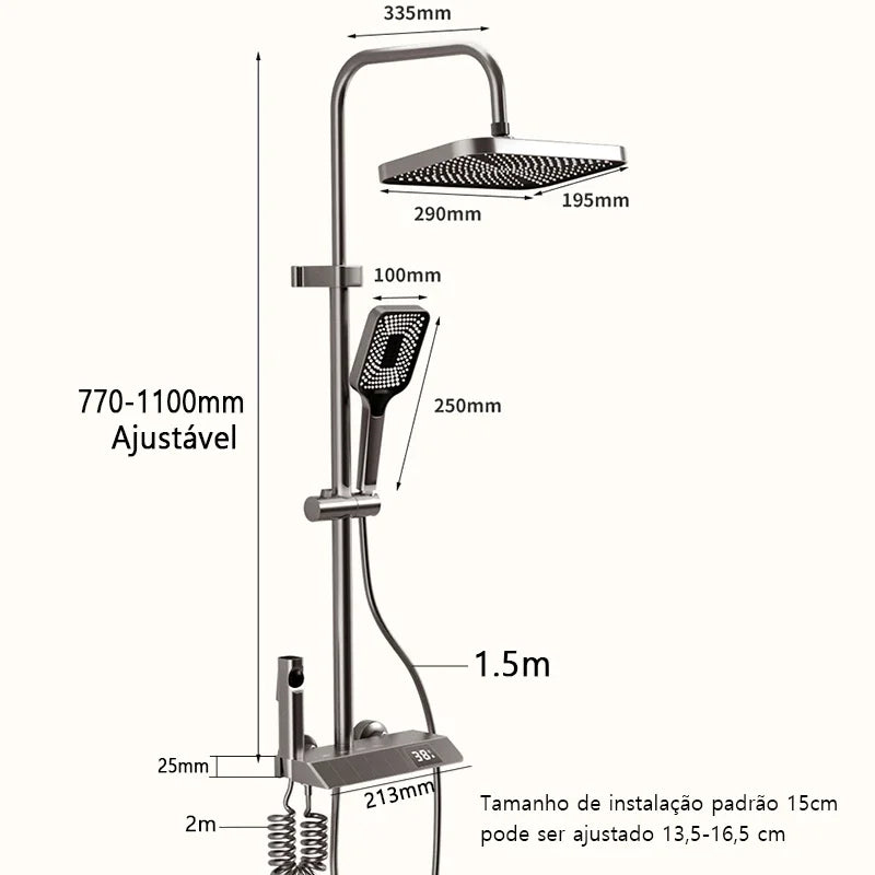 2025 NEW Upgrade Bathroom Shower Set with LED Display Piano Keys Bath Shower Rain Shower Complete Bathroom Accessories Brass