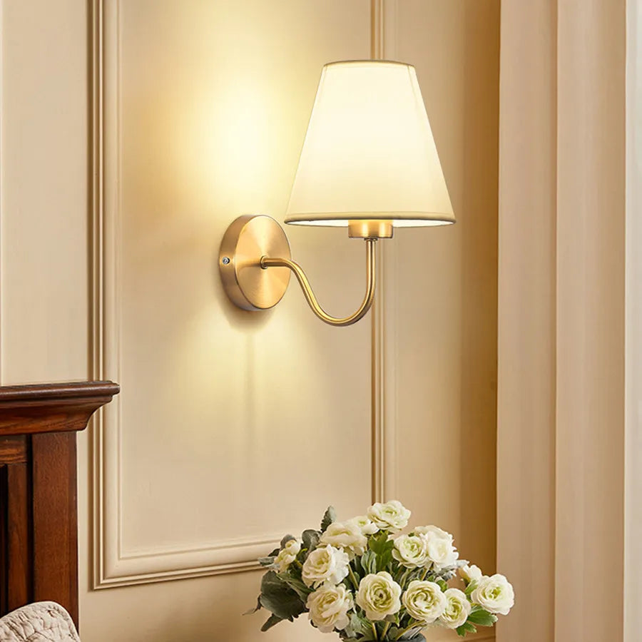 Nordic Fabric Lampshade Wall Lamps House Corridor Hallway Wall Sconce Lamp Living Room Bedroom Wall Lights Bedside Wall Lamp E27