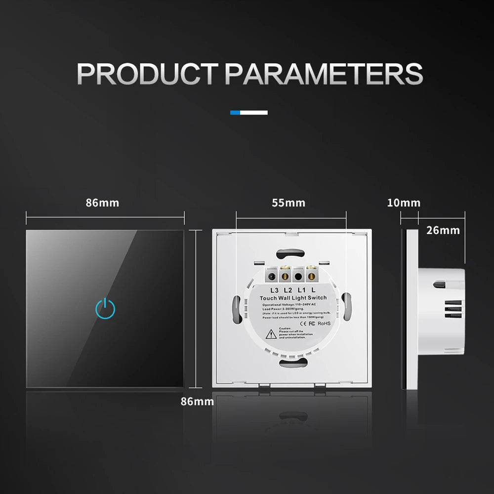 Remote Control Wall Switch Wireless 220V EU Standard 1/2/3 Gang Light Touch Switches Controller Glass Pane Wifi Smart Home RF433